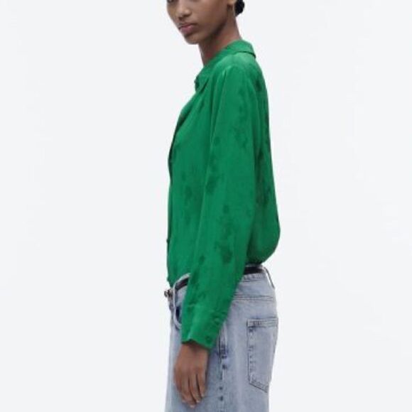 ZARA FLORAL JACQUARD TOP - Picture 3 of 8